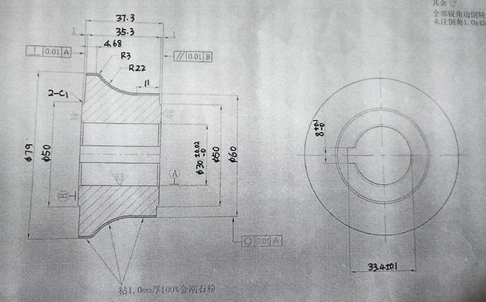 金刚石滚轮R22图纸 金刚石滚轮R22图纸
